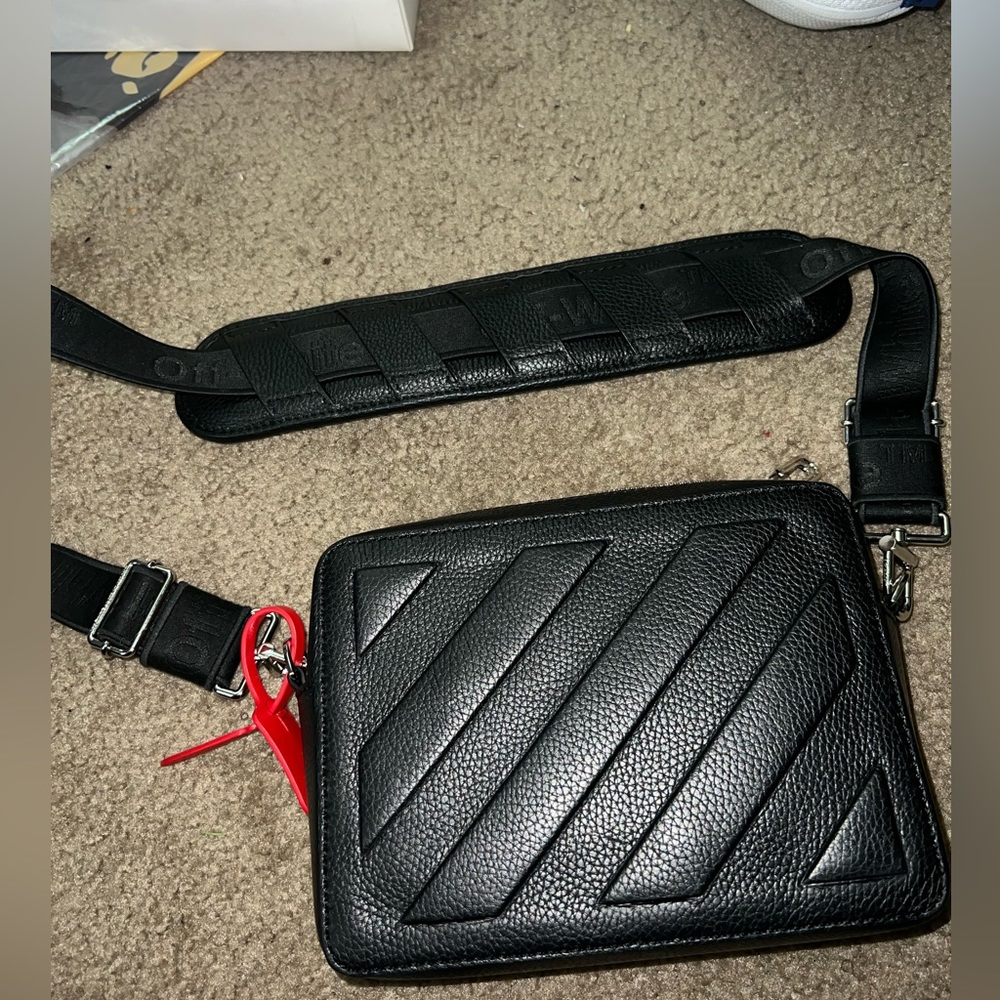 OFF-WHITE Binder Leather Crossbody Bag